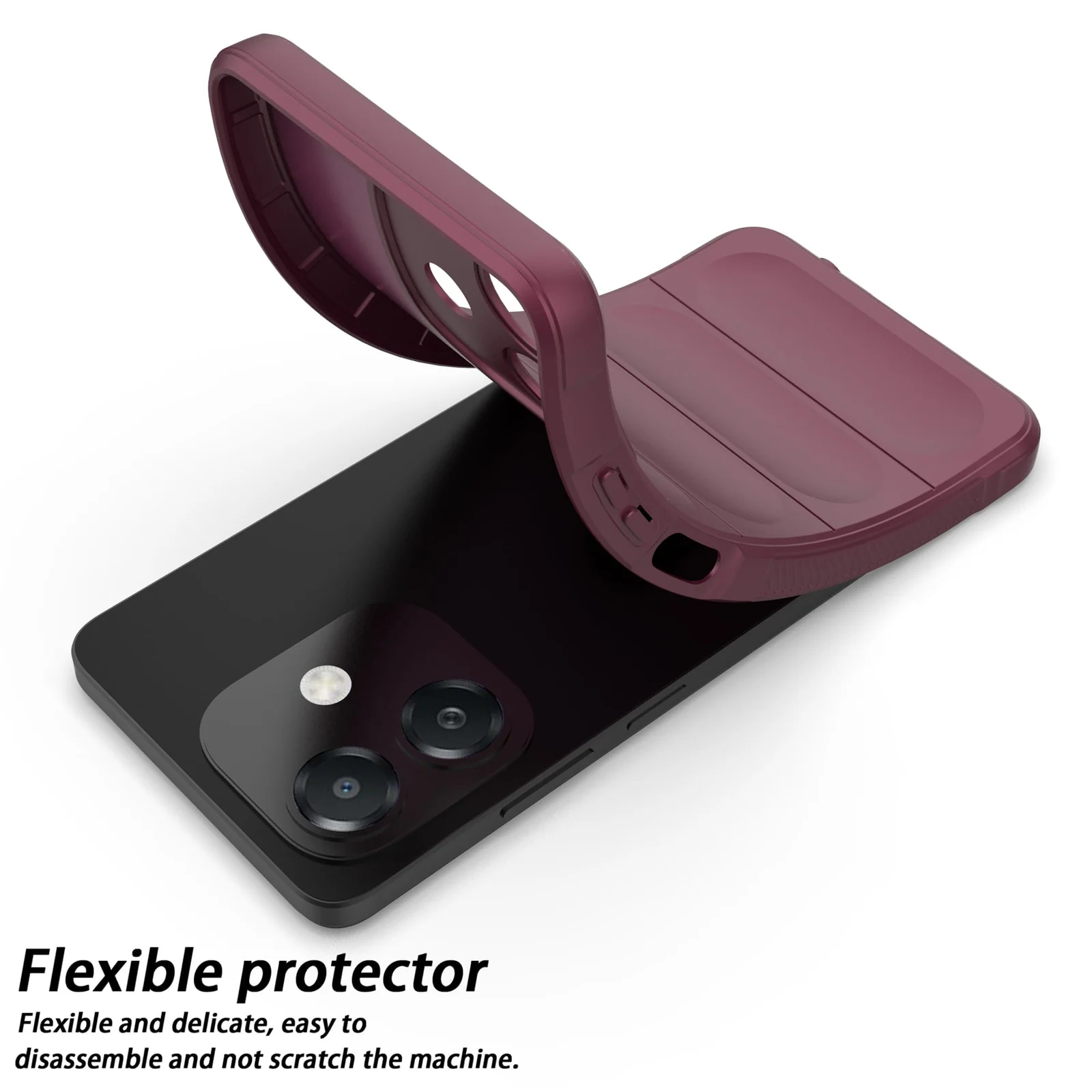 DL3 Mobilak Flexible Silicone and TPU Protective Case with Camera Protection for OPPO A3 / OPPO A3x / A40 - Wine Red