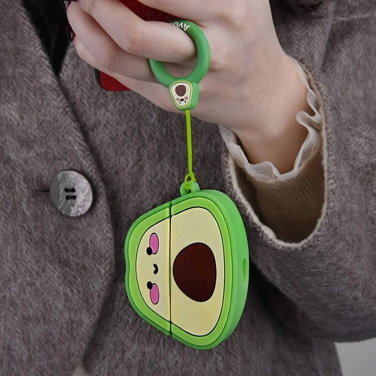 DL3 Mobilak Compatible with AirPods Pro 2/1 Gen Case Soft Silicone Shockproof Cover for Apple iPod Pro 2nd/1st Generation, New 3D Cute Cartoon Creative Fun Case with Keychain Design - Avocado Smile