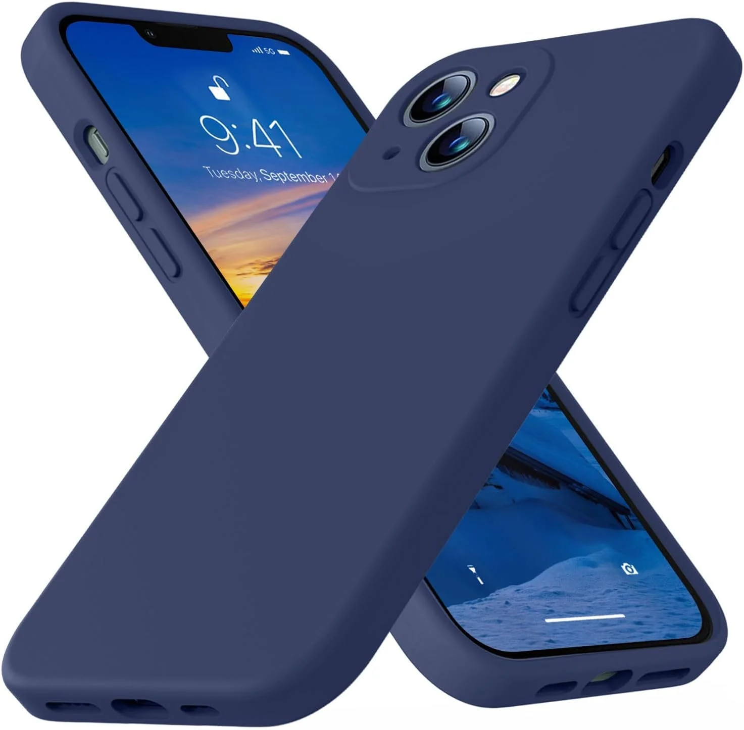 DL3 Mobilak Liquid Silicone Protective Case for iPhone 13 (6.1 Inch) with Camera Protection and Microfiber Lining - Blue