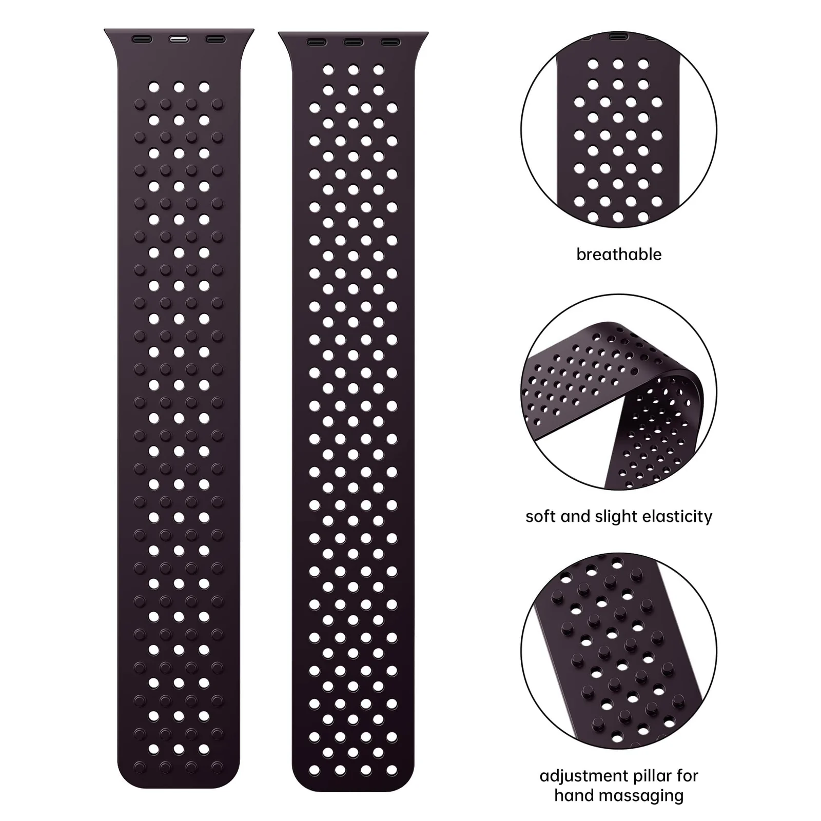 DL3 Mobilak Soft Silicone Band For Apple Watch Ultra Bands 49mm 45mm 44mm 42mm, Sport Replacement Wristband No Clasps for iWatch Series 8 ultra 7 6 5 4 SE 3 2 Women Men, Waterproof Strap - Deep Purple