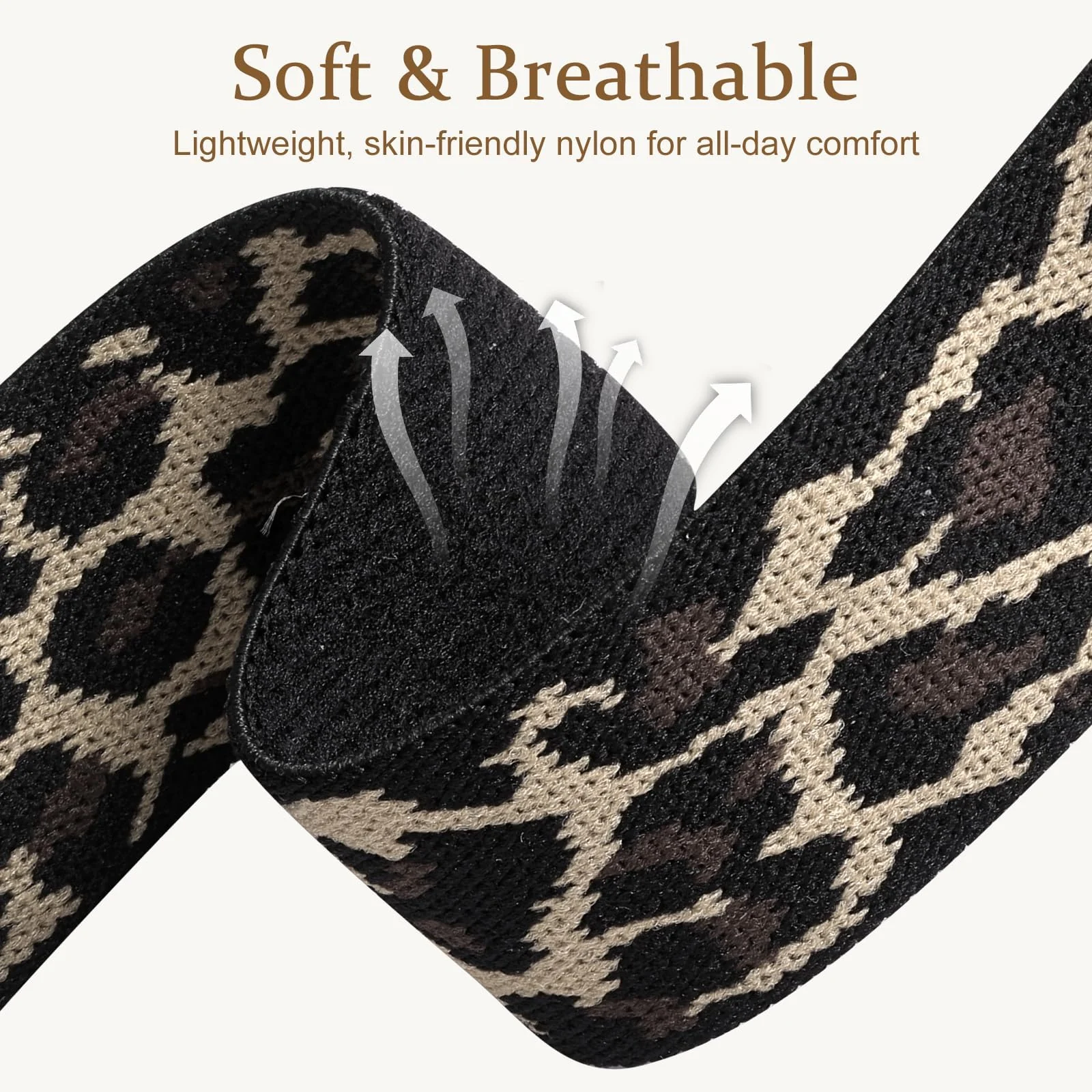 DL3 Mobilak Nylon Strap For Redmi Watch 4/Redmi Watch 5/Xiaomi Smart Band 8 Pro/Band 9 Pro, Soft Elastic Nylon Straps, Adjustable Stretchy Sports Replacement Bracelets Wristbands for Women Men - Leopard
