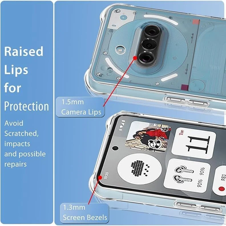 DL3 Mobilak Case Compatible with Nothing Phone 3A, Cover Silicone TPU Gorilla Anti-shock Protector Camera Shockproof Corners - Clear