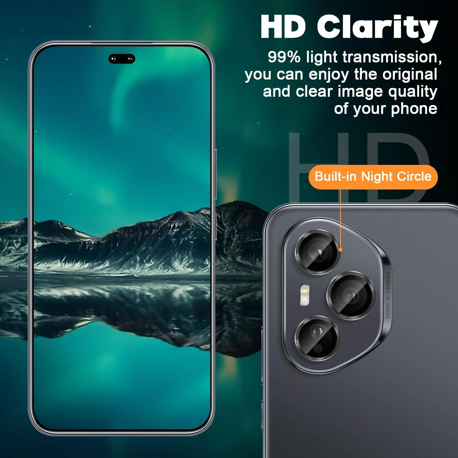 DL3 Mobilak Camera Lens Protector for Honor 400 Pro 5G Accessories, 9H Tempered Glass Metal Individual Ring Camera Cover Screen Protector, Case Friendly, Anti Scratch - Black