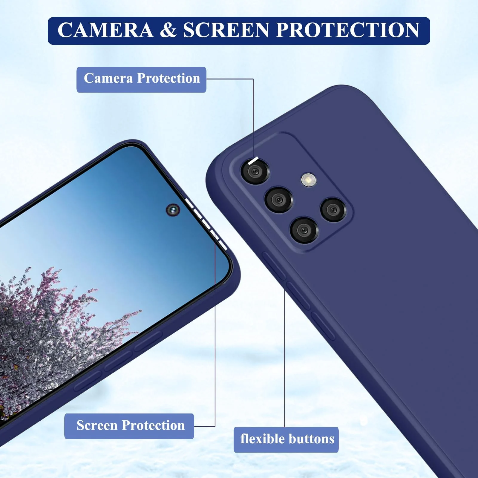 DL3 Mobilak Samsung Galaxy A51 Case, Soft Flexible Silicone Gel Rubber Bumper Cover, Full Body Shockproof Protective Phone Case - Blue 2