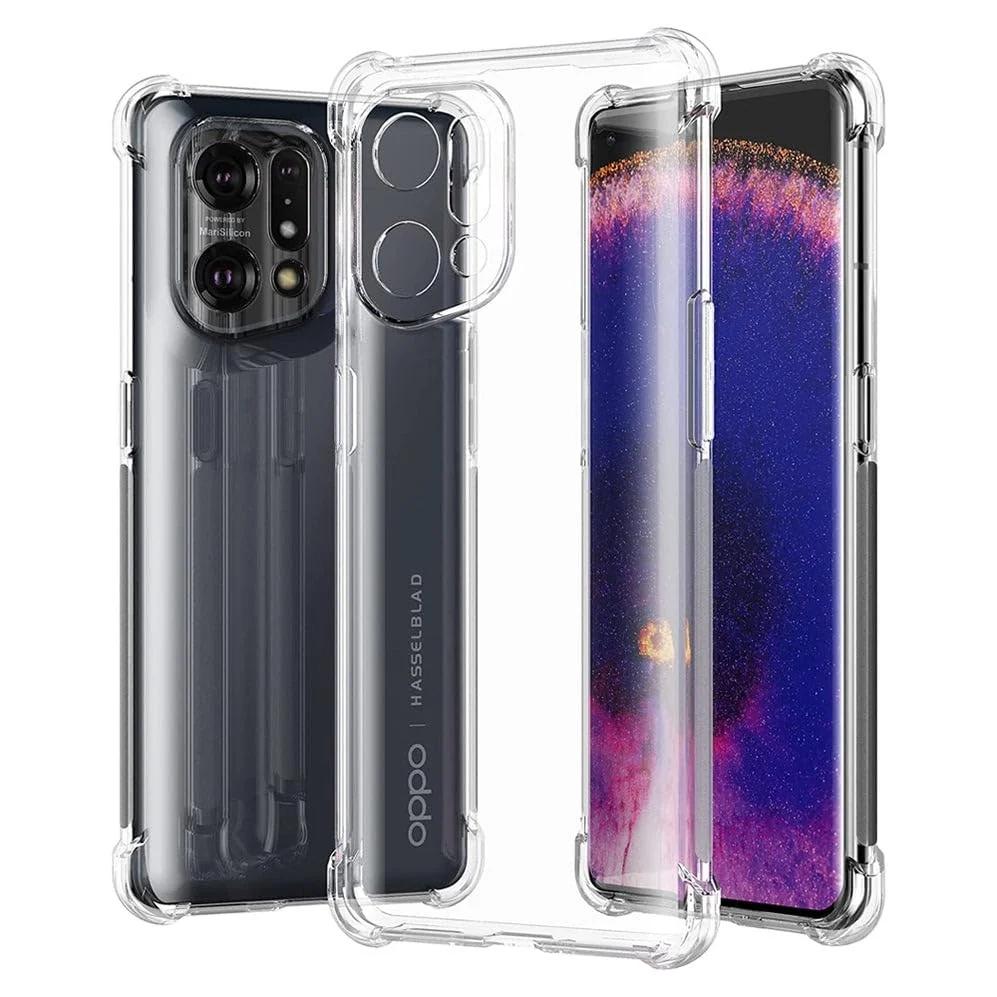 DL3 Mobilak Clear TPU Protective Case for OPPO Find X5 with Camera Protection and Shockproof Design - Clear
