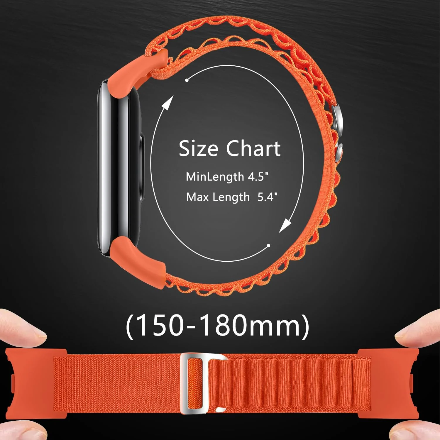 DL3 Mobilak Nylon Strap for Xiaomi Mi Band 9/Mi Band 8/Smart Band 8/Smart Band 9, Nylon Titanium G Hook Band, Upgraded Nylon Watch Band, Adjustable Replacement Strap for Xiaomi Band 8 | 9 - Orange
