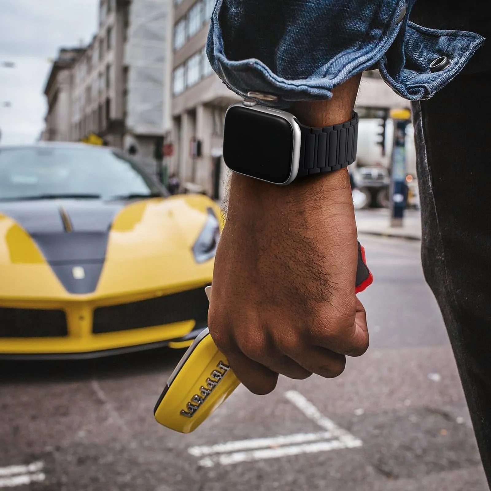 DL3 Mobilak Silicone Straps Compatible with Apple Watch Ultra Strap 49mm 46mm 45mm 44mm 42mm, Loop Band with Strong Magnetic Closure Designed for iWatch Ultra Ultra 2 Series 11 10 9 8 7 6 5 4 3 2 1 SE - B-Black