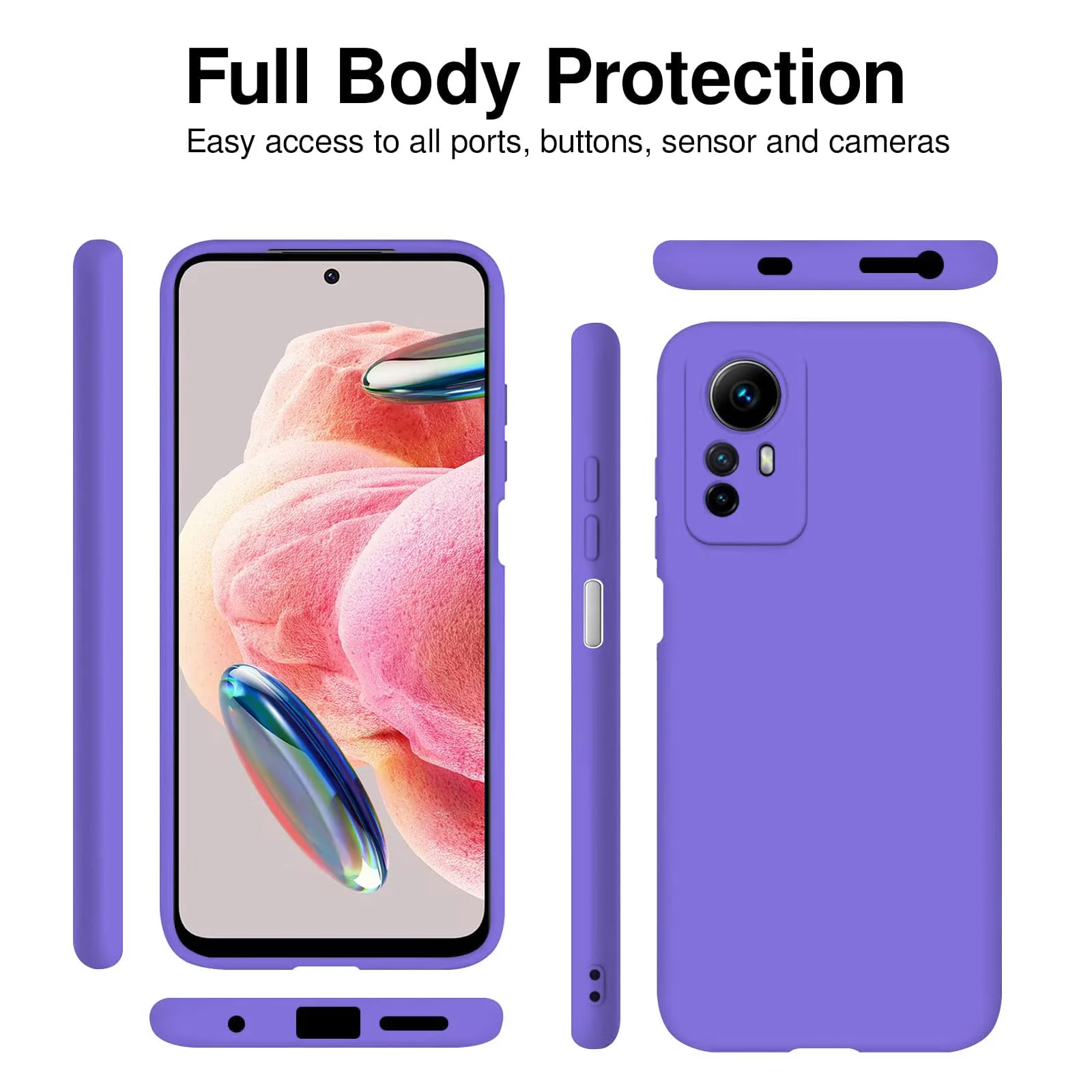 DL3 Mobilak Liquid Silicone Case for Xiaomi Redmi Note 12S, Shock-absorbing protection, Scratch-resistant surface, Soft microfiber lining - Purple