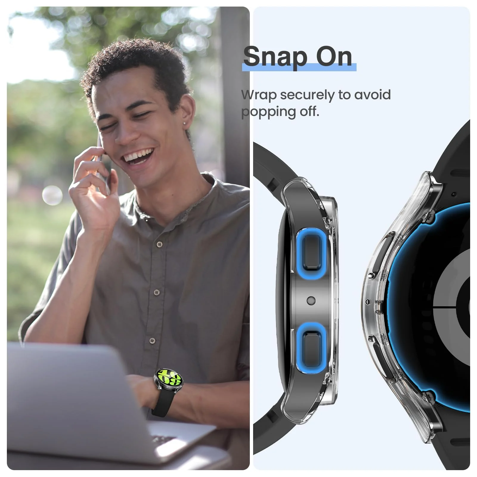 DL3 Mobilak Case with Screen Protector for Samsung Galaxy Watch 6 44mm, Overall Protective Cover, Built-in Tempered Glass Film High Sensitivity - Clear
