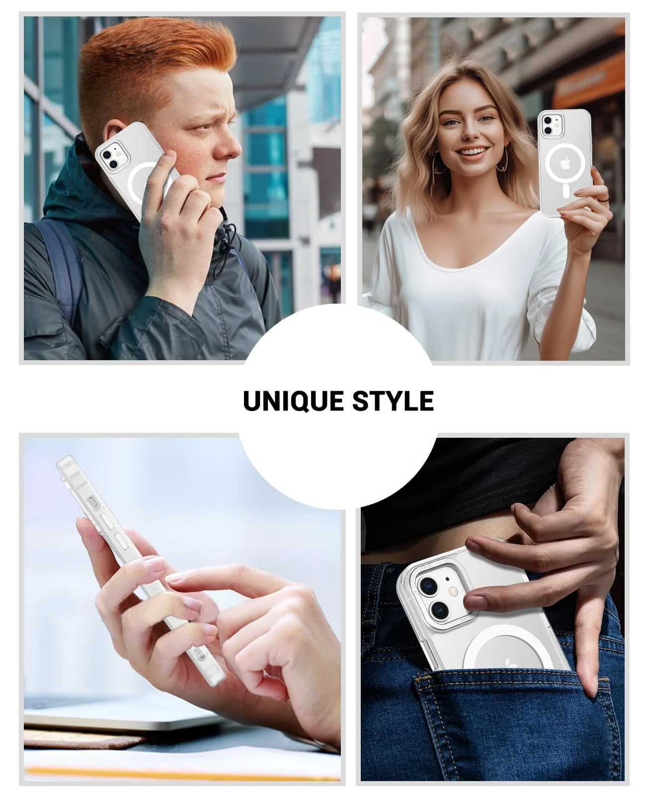 DL3 Mobilak Wallet Case with Card Slot for iPhone 12, iPhone 12 Pro with Ring Holder and Magnetic Car-Mount Support - White