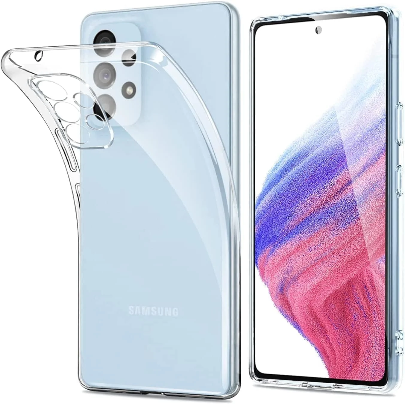 DL3 Mobilak Case Compatible with Samsung Galaxy A72 Case Crystal Soft TPU Gel Case Flexible Silicone Anti-Scratch Camera Protection TPU Cover - Clear