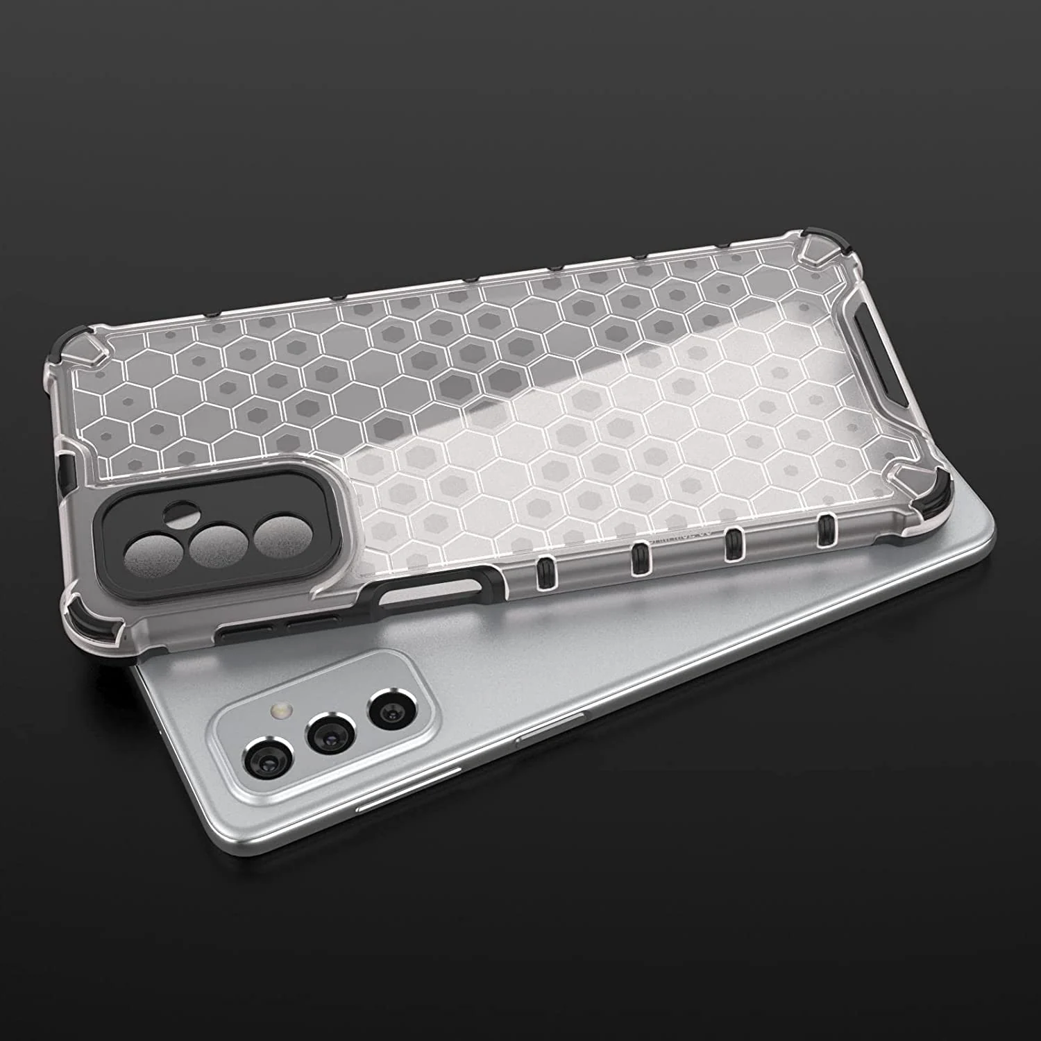 DL3 Mobilak Honeycomb Protective Case for Samsung Galaxy M52 5G, Shock-absorbing protection, Transparent design, Slim, lightweight profile - Clear
