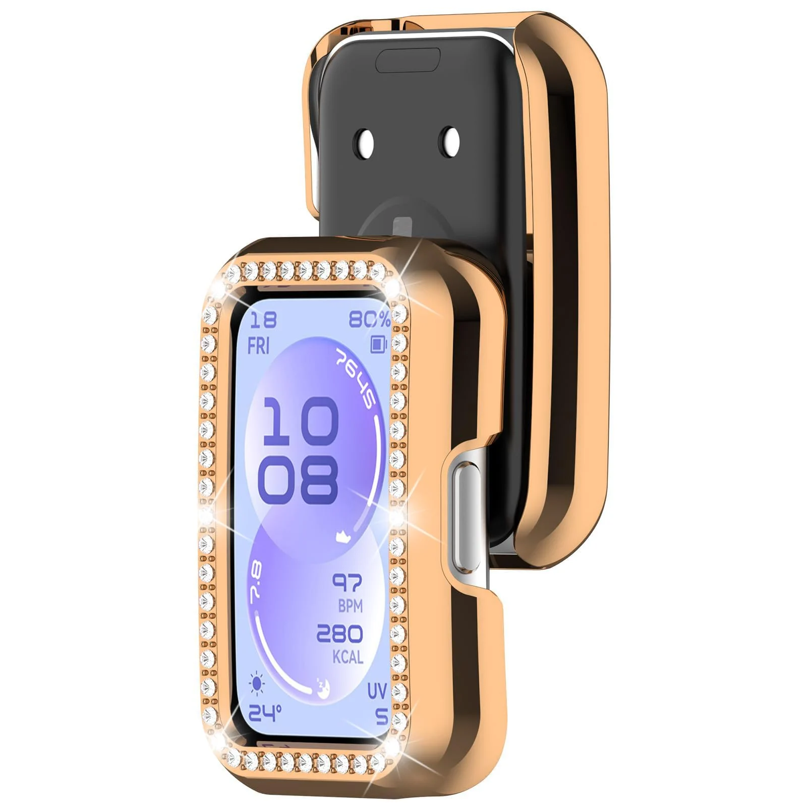 MOBIGON Crystal Bling PC Frame Case for Huawei Band 11, Rose Gold