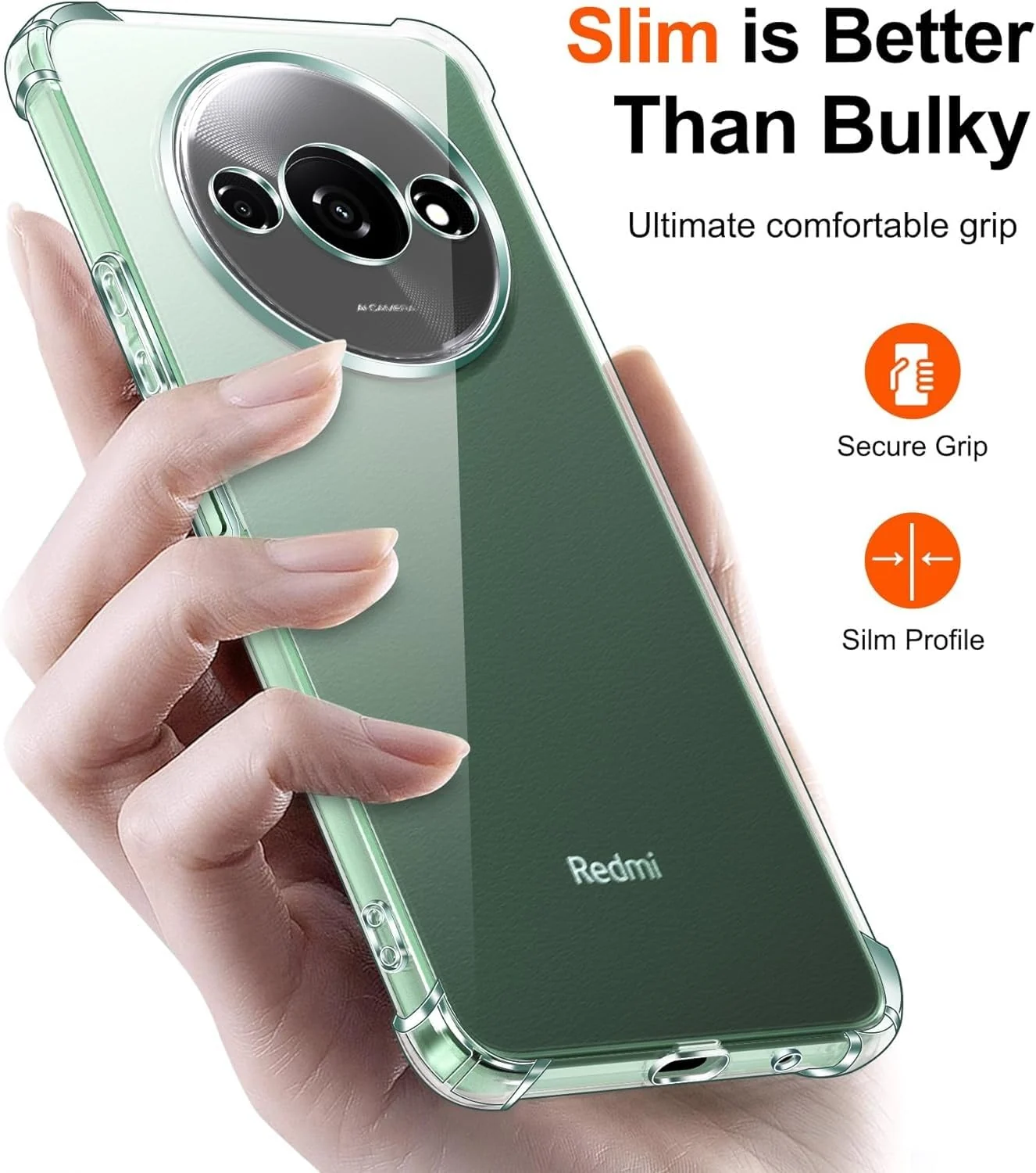 DL3 Mobilak Case Compatible with Xiaomi Redmi A3, Cover Silicone Transparent TPU Gorilla Anti-shock Protector Camera Shockproof Corners - Clear