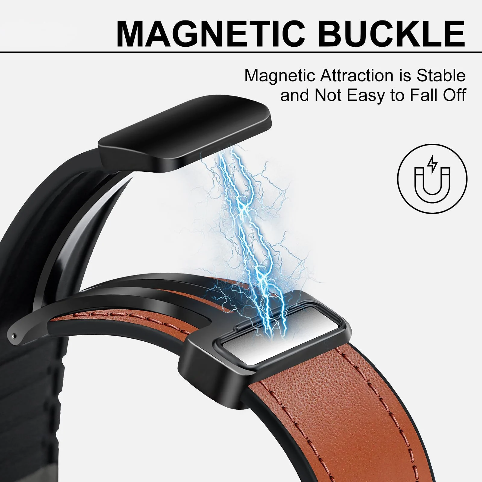 DL3 Mobilak Compatible with Huawei Watch Fit 5 / Fit 5 Pro / Fit4 / 4 Pro/Fit 3 Strap for Women Men, Soft Flexible Leather Silicone Hybrid Sport Wristband Magnetic Buckle Bracelet Replacement Strap - Classic Brown