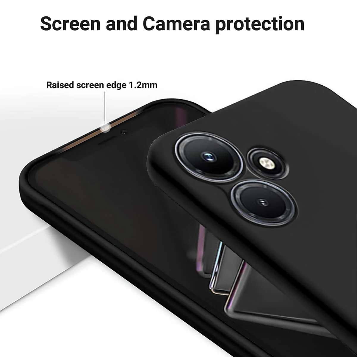 DL3 Mobilak Liquid Silicone Protective Case with Soft Microfiber Lining with Full Camera Protection for Infinix Hot 30i - Black