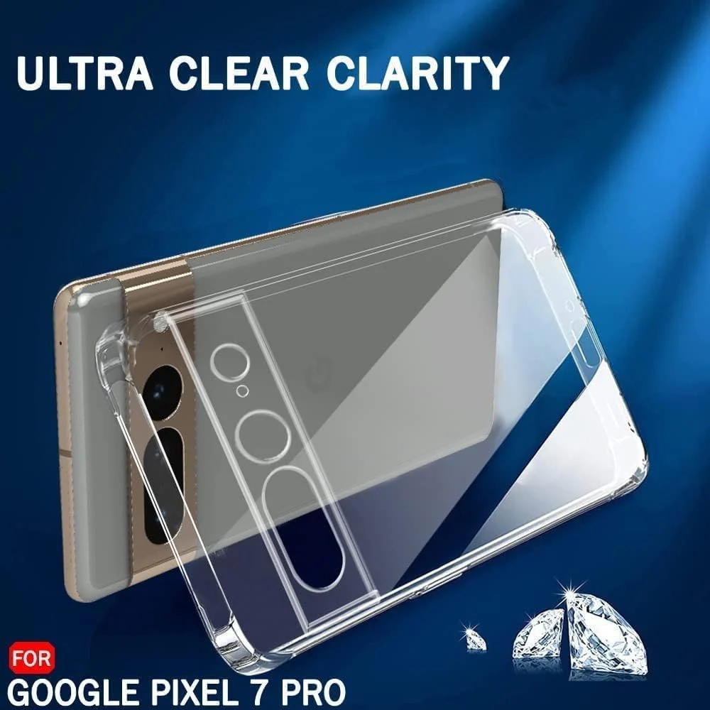 DL3 Mobilak Case Compatible with Google Pixel 7 Pro Case Crystal Soft TPU Gel Case Flexible Silicone Anti-Scratch Camera Protection TPU Cover - Clear