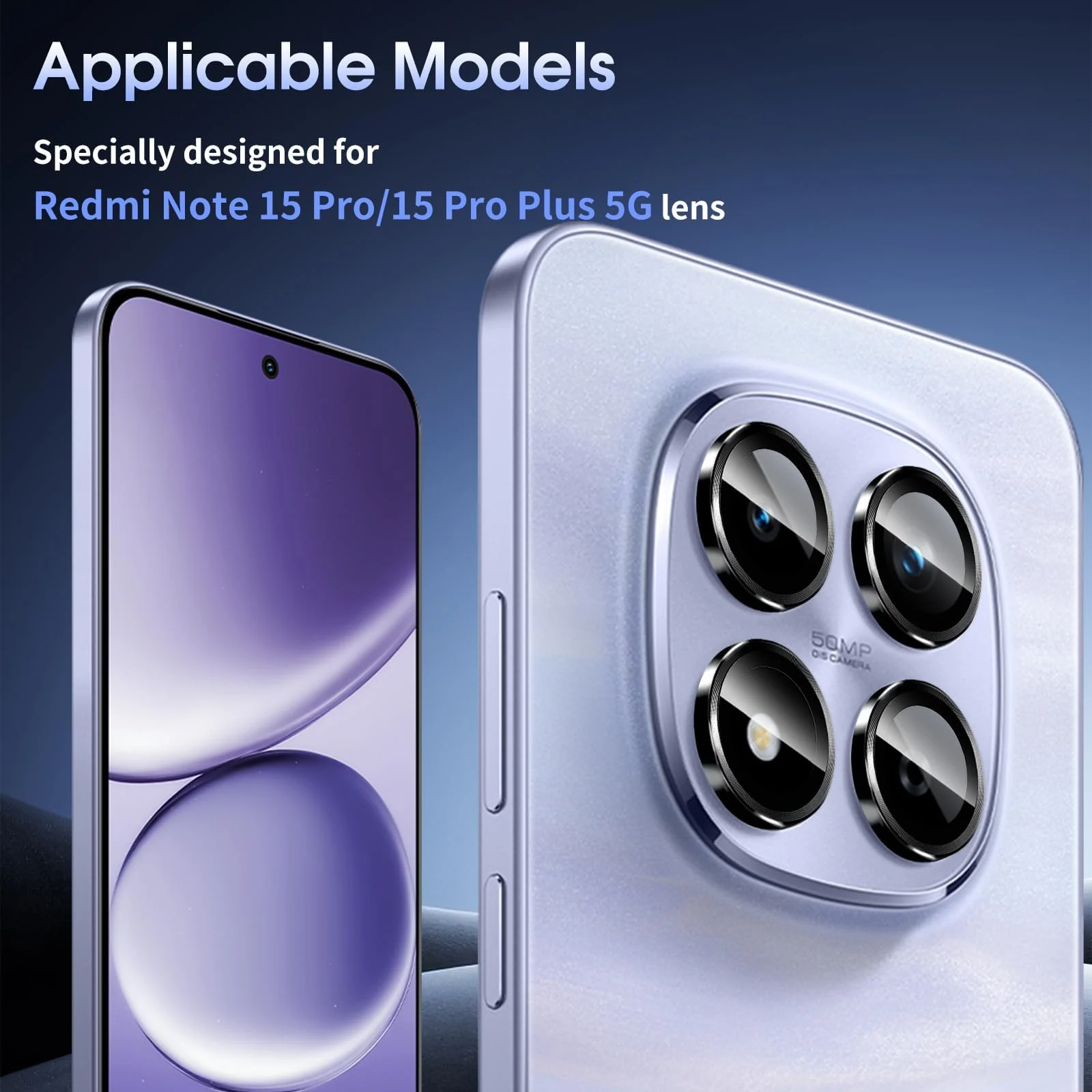 DL3 Mobilak Camera Lens Protector for Xiaomi Redmi Note 15 Pro 5G/Note 15 Pro Plus, 9H Tempered Glass Metal Individual Ring Camera Cover Screen Protector, Case Friendly, Anti Scratch - Black