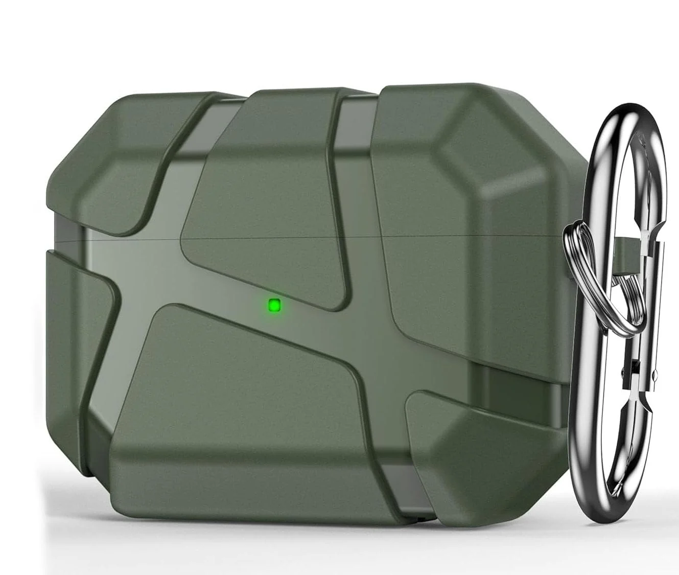 DL3 Mobilak AirPods Pro 1/2 Case, Shockproof Silicone Protective Case for Apple AirPod Pro 2nd/1st Generation, Hard Shell Design, Anti-Scratch, Front LED Light with Carabiner - Green