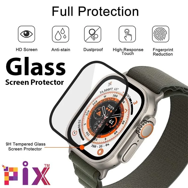 DL3 Mobilak (Tempered Glass Screen) Protector ForApple Watch Series 8 Ultra 49mm Soft Edge Protective Film [Anti-Scratch] [Bubble Free] [Ultra Shatterproof] [High Sensitive] (Tempered Glass) - Black