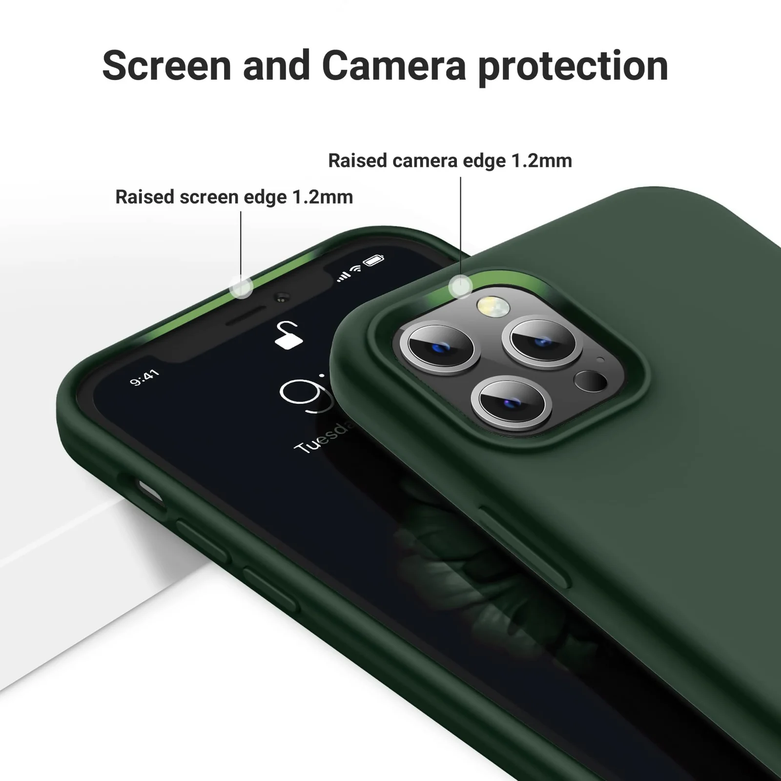 DL3 Mobilak Liquid Silicone Case for iPhone 15 Pro Max, Supports wireless charging, Shock-absorbing protection, Scratch-resistant surface - Green