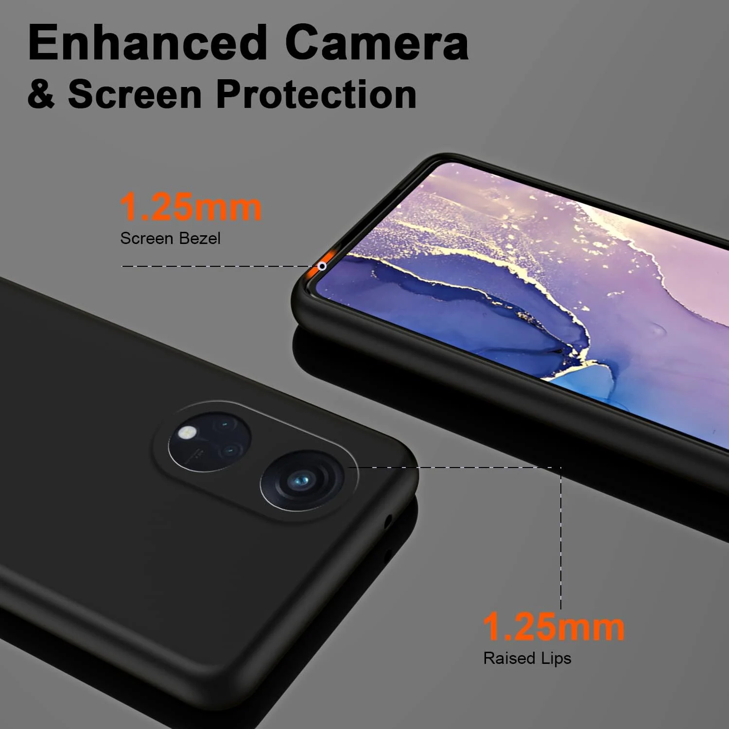 DL3 Mobilak Liquid Silicone Case for OPPO Reno 8T 5G / OPPO A1 Pro, Shock-absorbing protection, Scratch-resistant surface, Soft microfiber lining - Black