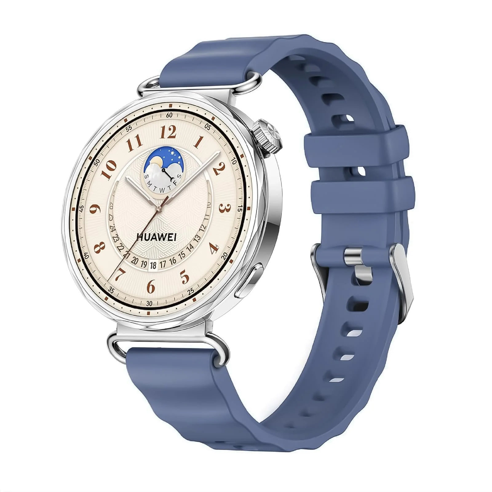 DL3 Mobilak 18mm Silicone Strap Compatible with Huawei Watch GT 6 41mm/GT 5 Pro 42 mm/GT5 41mm/GT4 41 mm/Huawei Watch 5 42mm, 18 mm Silicone Sport Replacement Band for Venu 2S/3S/Vivomove 3S/4S - A-blue