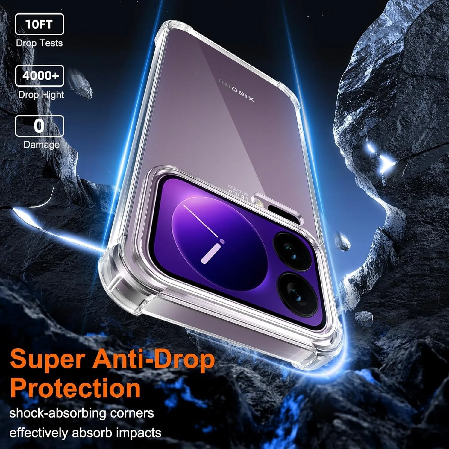 DL3 Mobilak Case Compatible with Xiaomi 17 Pro Max, Cover Silicone Transparent TPU Gorilla Anti-shock Protector Camera Shockproof Corners - Clear