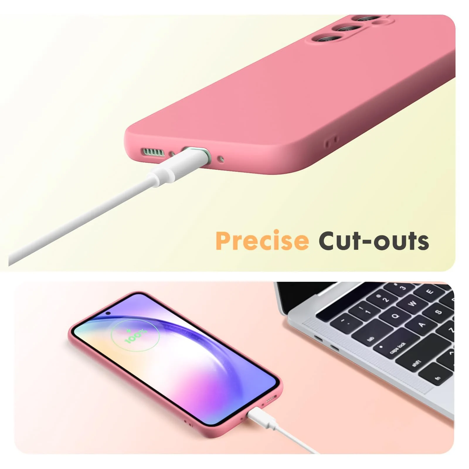 DL3 Mobilak Samsung Galaxy A55 Case, Soft Flexible Liquid Silicone Gel Rubber Bumper Cover, Full Body Shockproof Protective Phone Case - Pink