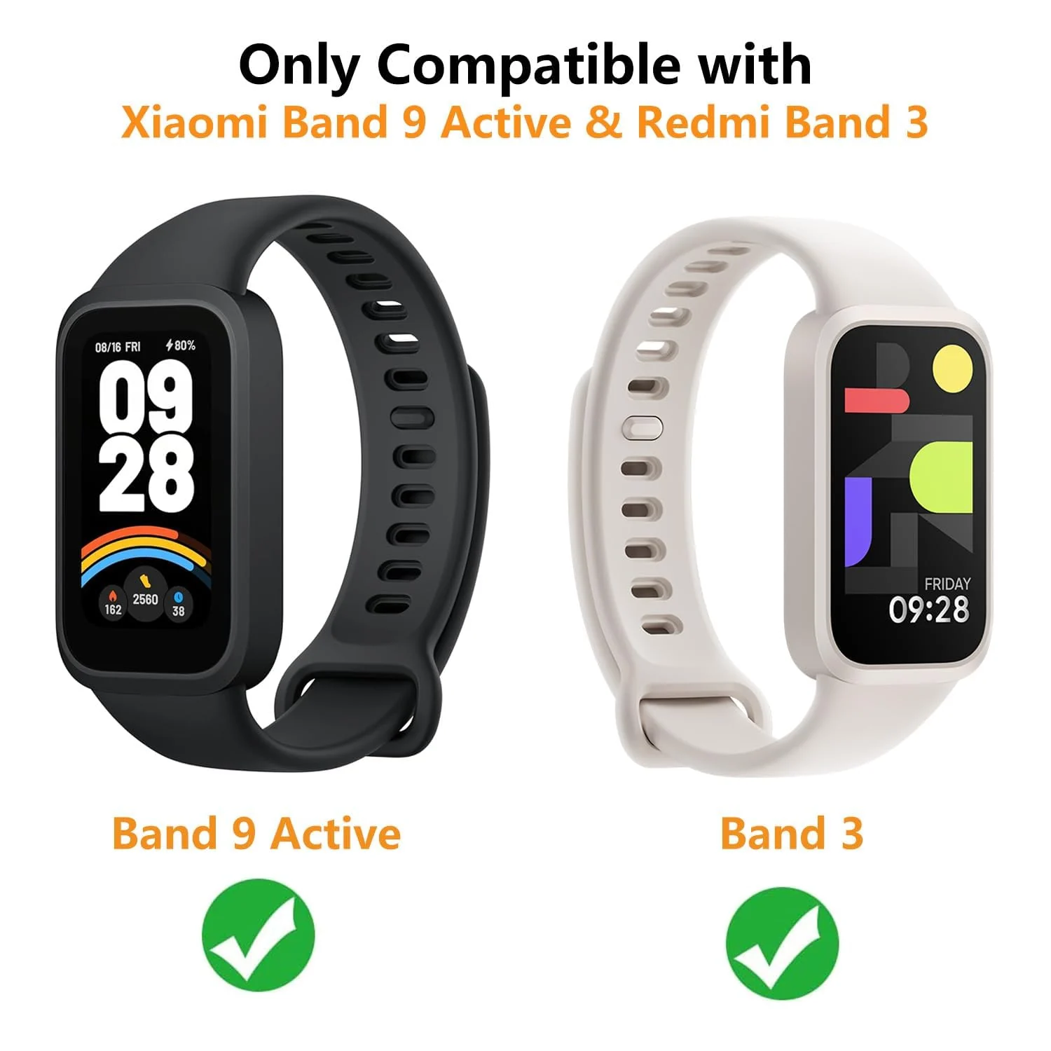 DL3 Mobilak Compatible with Xiaomi Smart Band 9 Active/Xiaomi Redmi Smart Band 3 Replacement Silicone Wrist Strap Bracelet Band Soft And Durable Watch Accessories - White