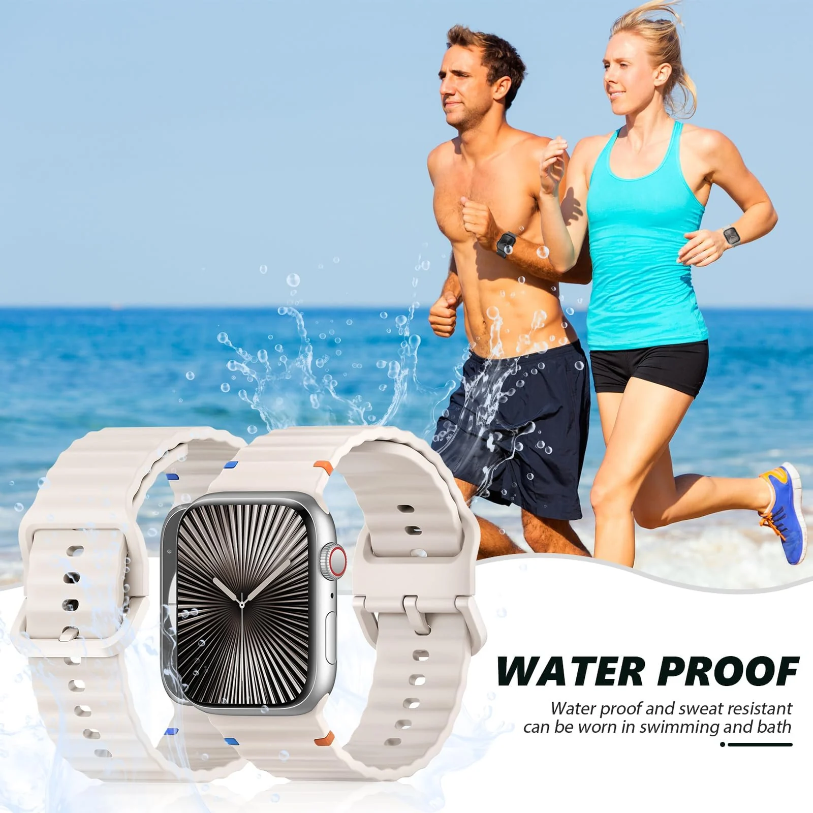 DL3 Mobilak Silicone Wave Stitching Wristband for Huawei Watch Fit 3/Watch Fit 4 Pro/Fit 4 Strap, Watchbands Breathable Sport Bands Armband Quick Release Strap Adjustable Bracelet - Starlight