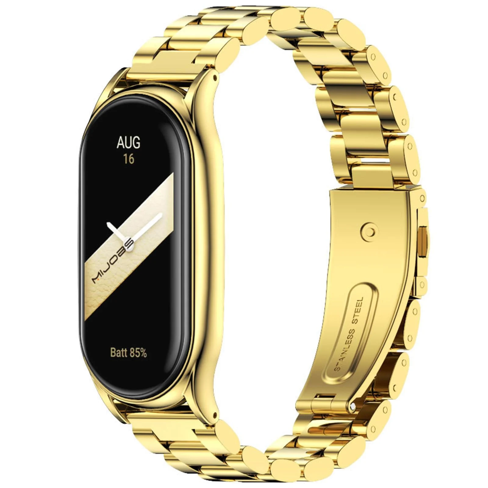 Mobigon Bracelet Compatible with Xiaomi Smart Band 10 / Band 9 / Band 8, [Stainless Steel Metal Replacement Bracelet] Double Folding Clasp Watch Strap for Xiaomi Mi Band 10/9/8
