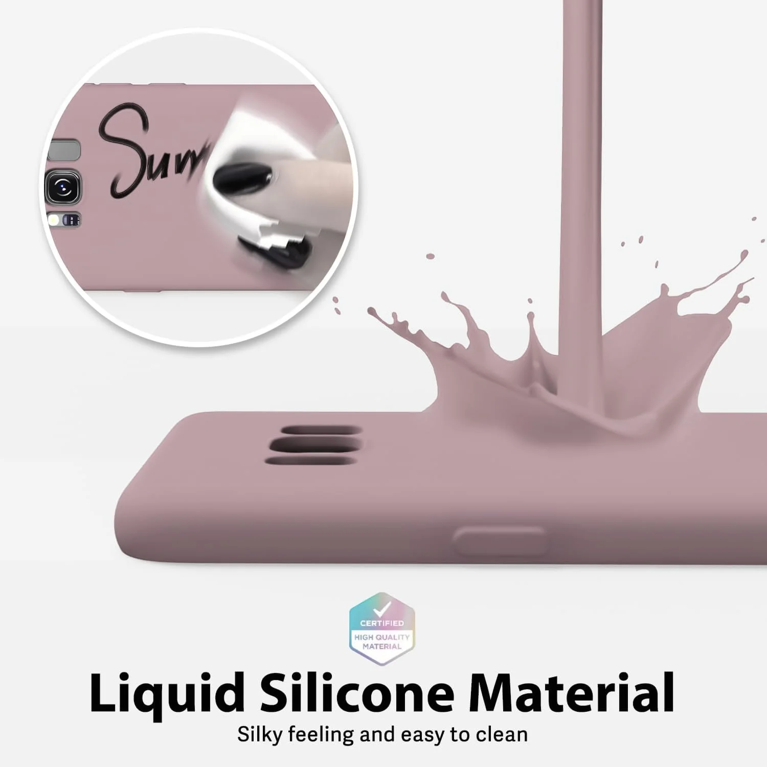 DL3 Mobilak Liquid Silicone Protective Case with Soft Microfiber Lining with Full Camera Protection for Samsung Galaxy S8+ Plus - Cashmere