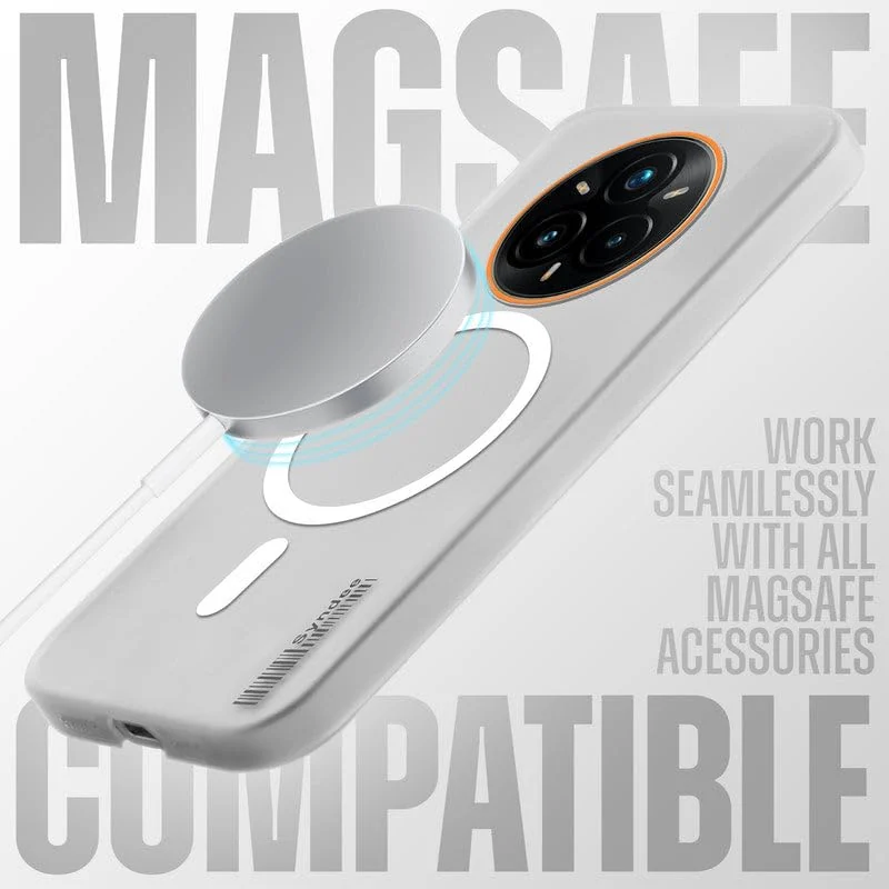 DL3 Mobilak Translucent Matte Case for Honor Magic7 Pro, Compatible with MagSafe accessories, Shock-absorbing protection, Integrated ring holder - Clear
