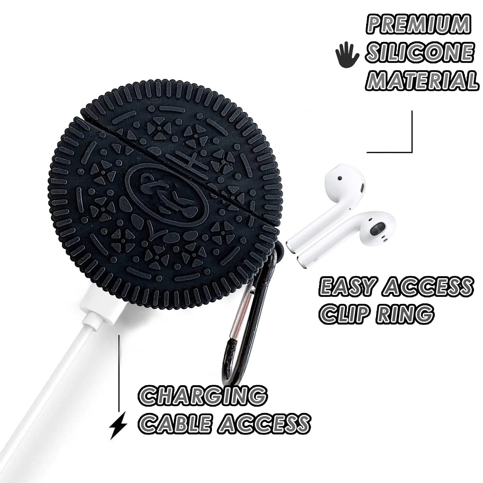 DL3 Mobilak For AirPods Pro Case Soft Silicone Shockproof Cover for Apple AirPods Pro, New 3D Cute Cartoon Creative Fun Case Skin with Keychain Design for AirPods Pro Charging Case 2019 - Oreo
