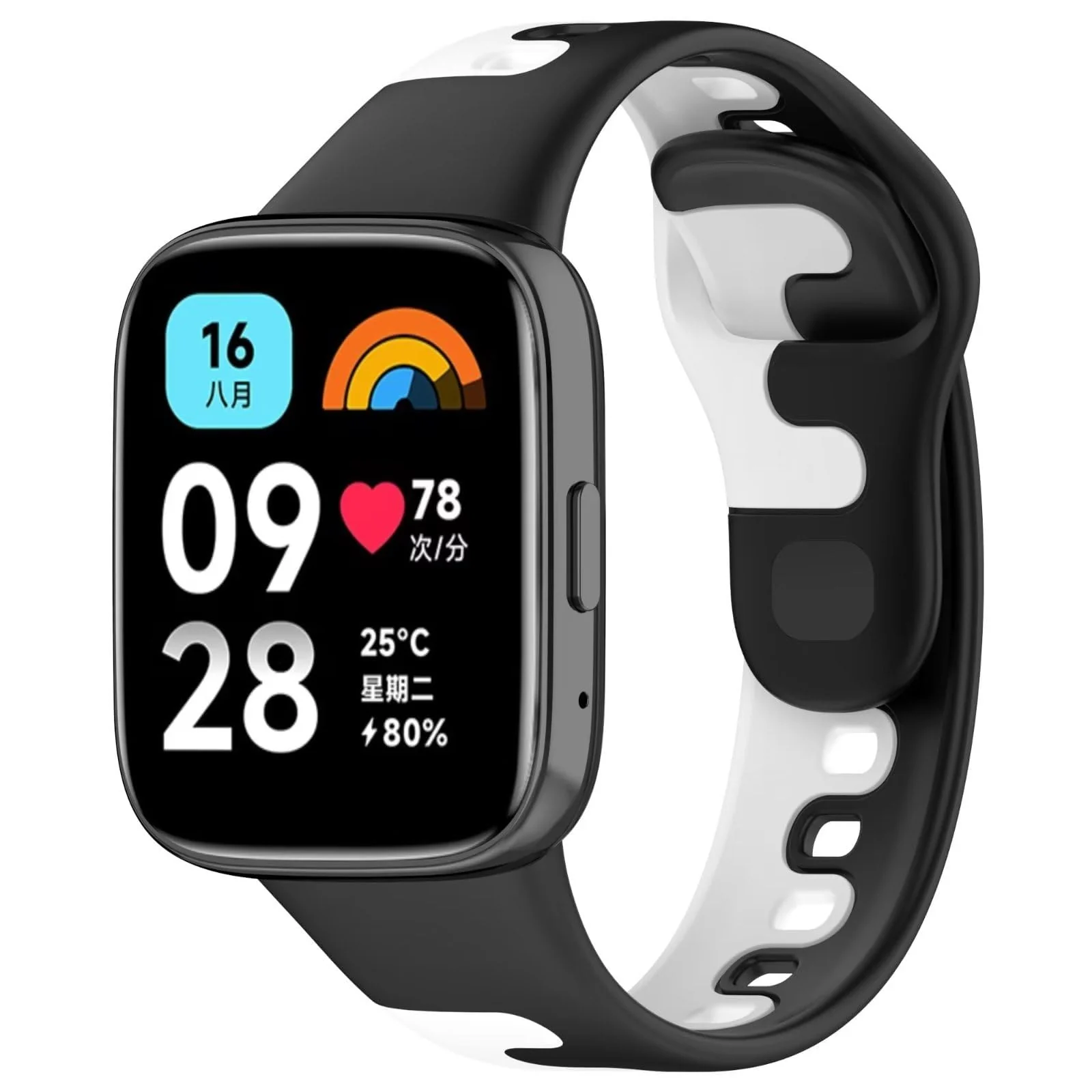 DL3 Mobilak Strap Silicone Compatible With Xiaomi Redmi Watch 3 Active/Redmi Watch 3 Lite, Sport Silicone Watch Band Wrist Strap, Bracelet Wristband Wrist Strap - Black & White