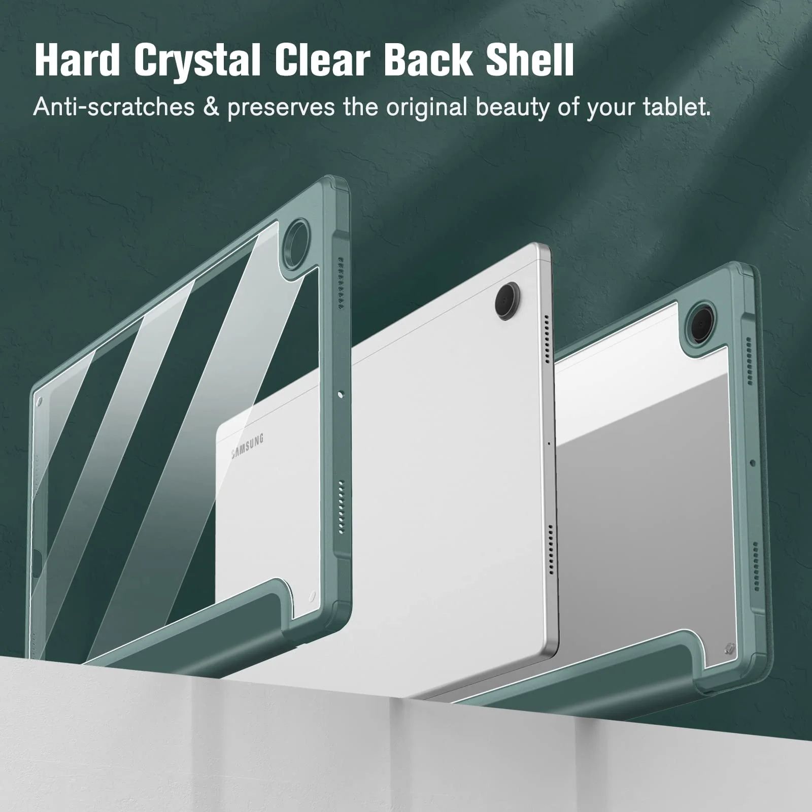 DL3 Mobilak Hybrid Slim Case for Samsung Galaxy Tab A8 10.5 inch 2021 Model (SM-X200/X205), Shockproof Cover with Clear Transparent Back Shell, Auto Wake/Sleep - Green