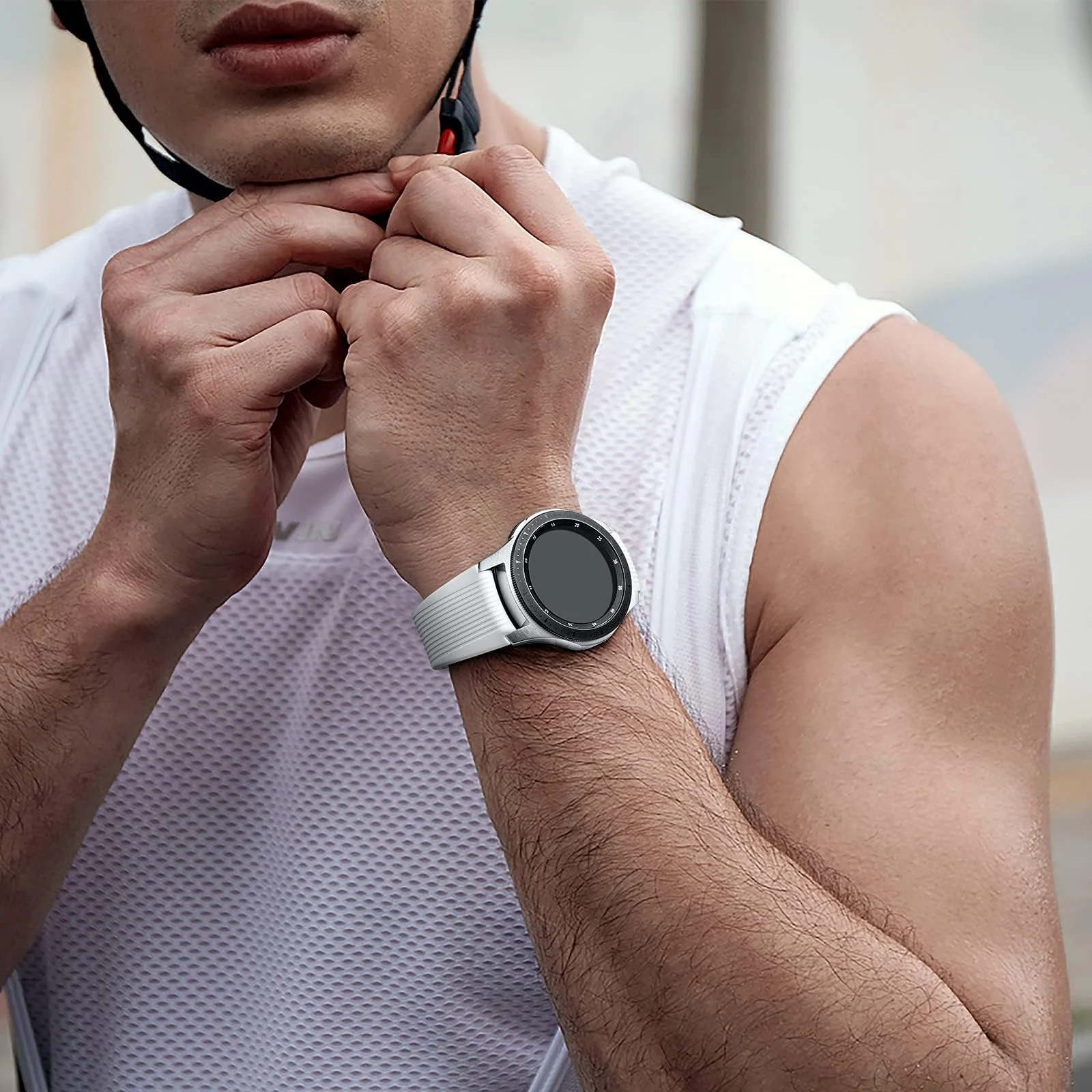 DL3 MOBILAK Silicone Bands 22MM Strap Compatible with Samsung galaxy watch3 45mm/galaxy 46mm/Gear S3/Huawei watch GT3 46MM/GT2E/GT2 Pro/GT GT2 46MM/Honor Magic Watch2 46mm/Amazfit GTR 2/2e/3/4 - White