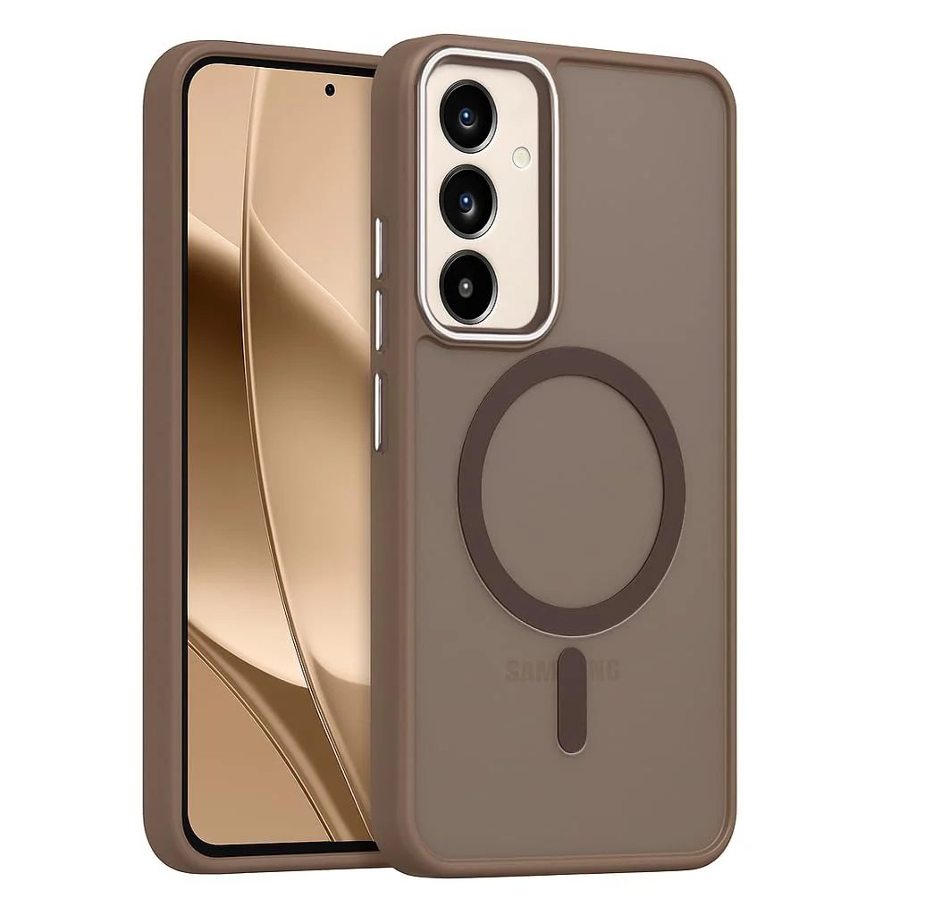 DL3 Mobilak Dl3 Mobailk Samsung Galaxy A25 5G Case - Slim & Lightweight Frosted Cover with Decorative Ring (Non-Magnetic, Not Compatible With MagSafe), Shockproof, Anti-Scratch, Full Protection - Brown