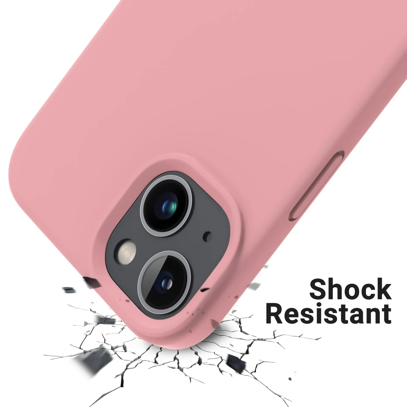 DL3 Mobilak Liquid Silicone Protective Case for iPhone 13 / iPhone 14 with Camera Protection and Microfiber Lining - Pstel Pink 2