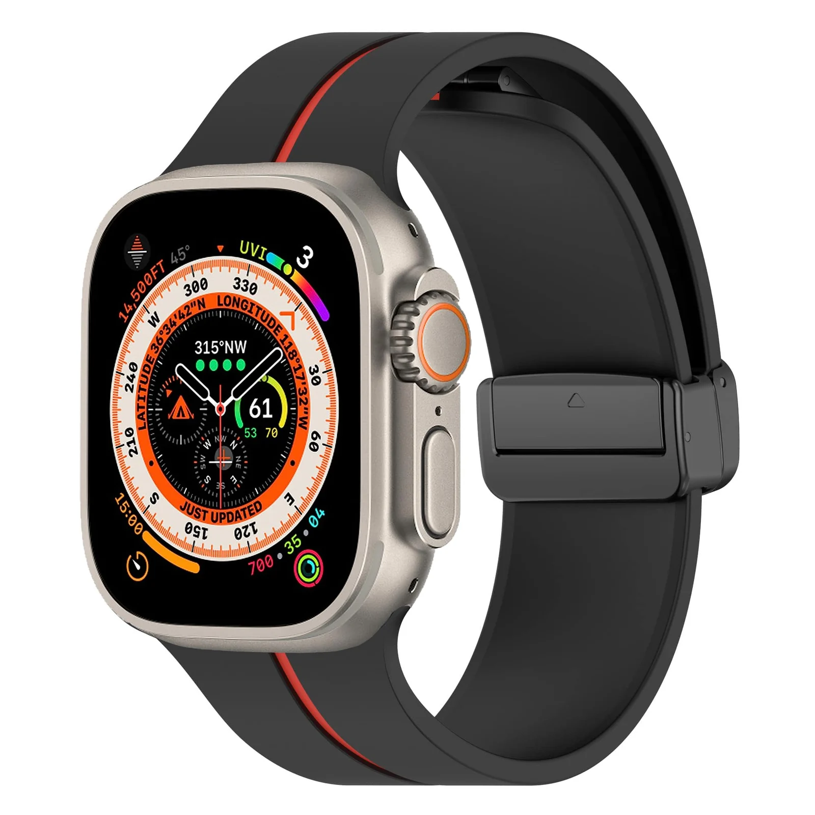 DL3 MOBILAK Magnetic Bands for Apple Watch Ultra/Ultra 2 Band 49mm 45mm 44mm 42mm 41mm 40mm 38mm,Soft Sport Silicone Strap for iwatch Series 9/8/7/6/5/4 (42mm/44mm/45mm/49mm) - Black & Red