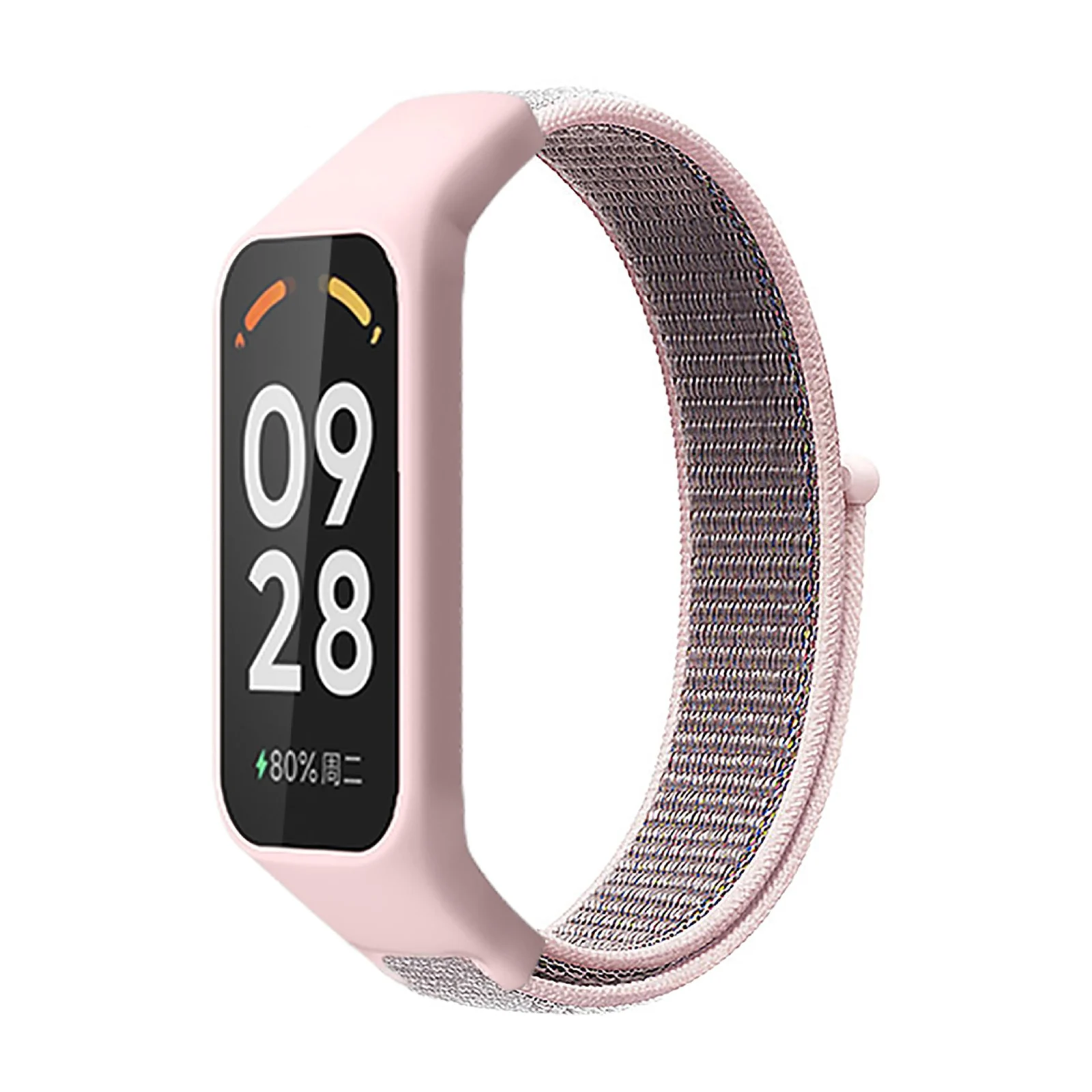 DL3 Mobilak Nylon Strap for Redmi Smart Band 2 / Xiaomi Smart Band 8 Active, Sports Bracelet and Replacement Strap Soft Breathable for Xiaomi Mi Band 8 Active/Redmi Band 2 for Men Women - Pink