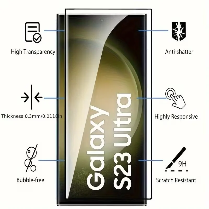 Mobigon Screen Protector for Samsung Galaxy S23 Ultra 5G, Tempered Glass Screen Saver Premium HD Protective, Scratch Resistant, NO-Bubble, 9H Hardness, Full Coverage Film - Clear