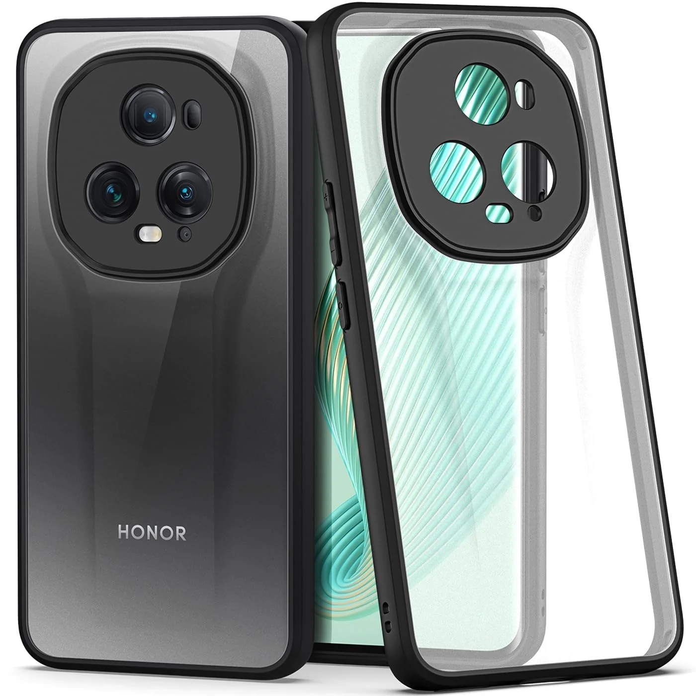DL3 Mobilak Clear PC and TPU Protective Case for Honor Magic 5 Pro with Camera Protection and Military-Grade Protection - Black