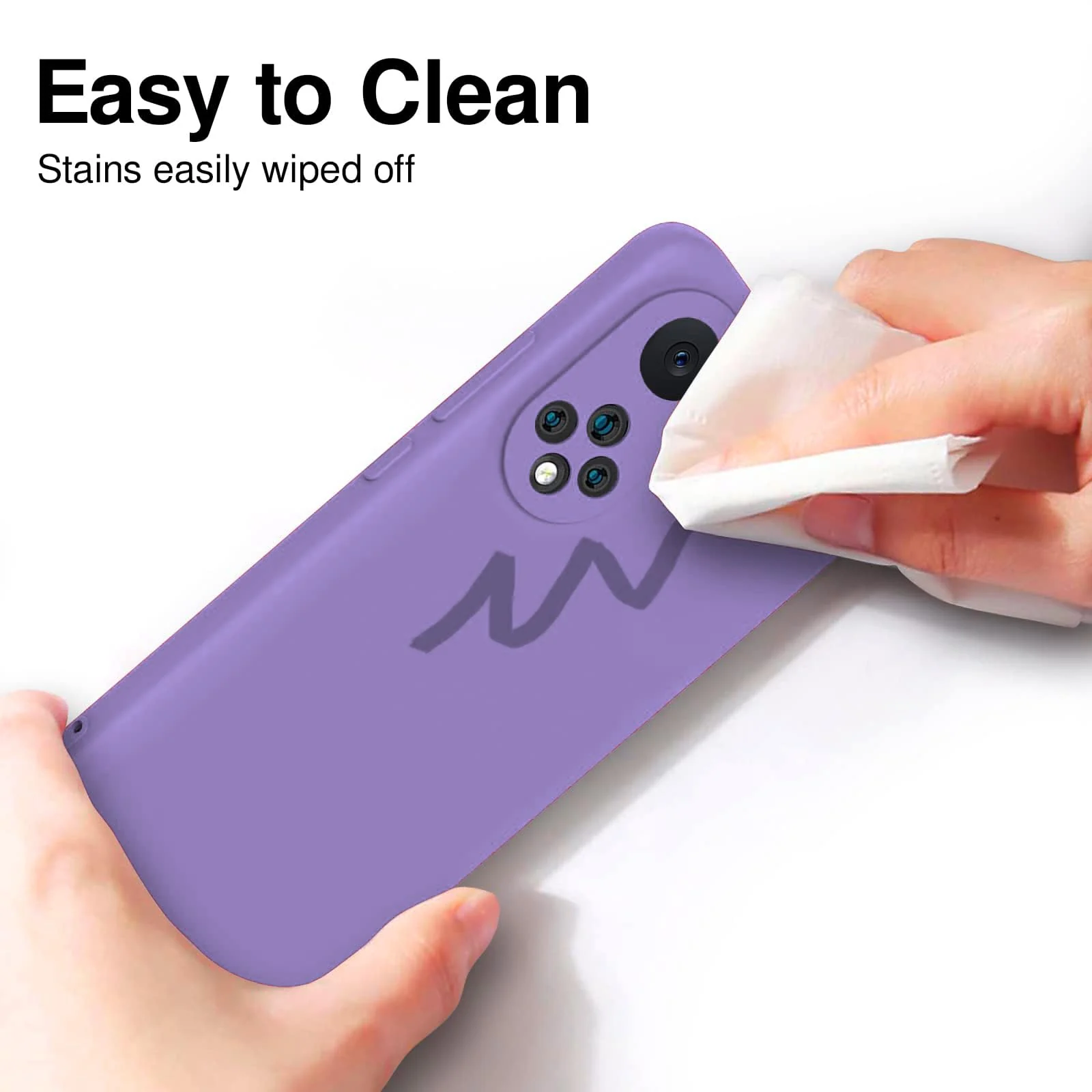 DL3 Mobilak Silicone Protective Case for Honor 50 / Huawei Nova 9, Shock-absorbing protection, Scratch-resistant surface, Soft microfiber lining - Light Purple
