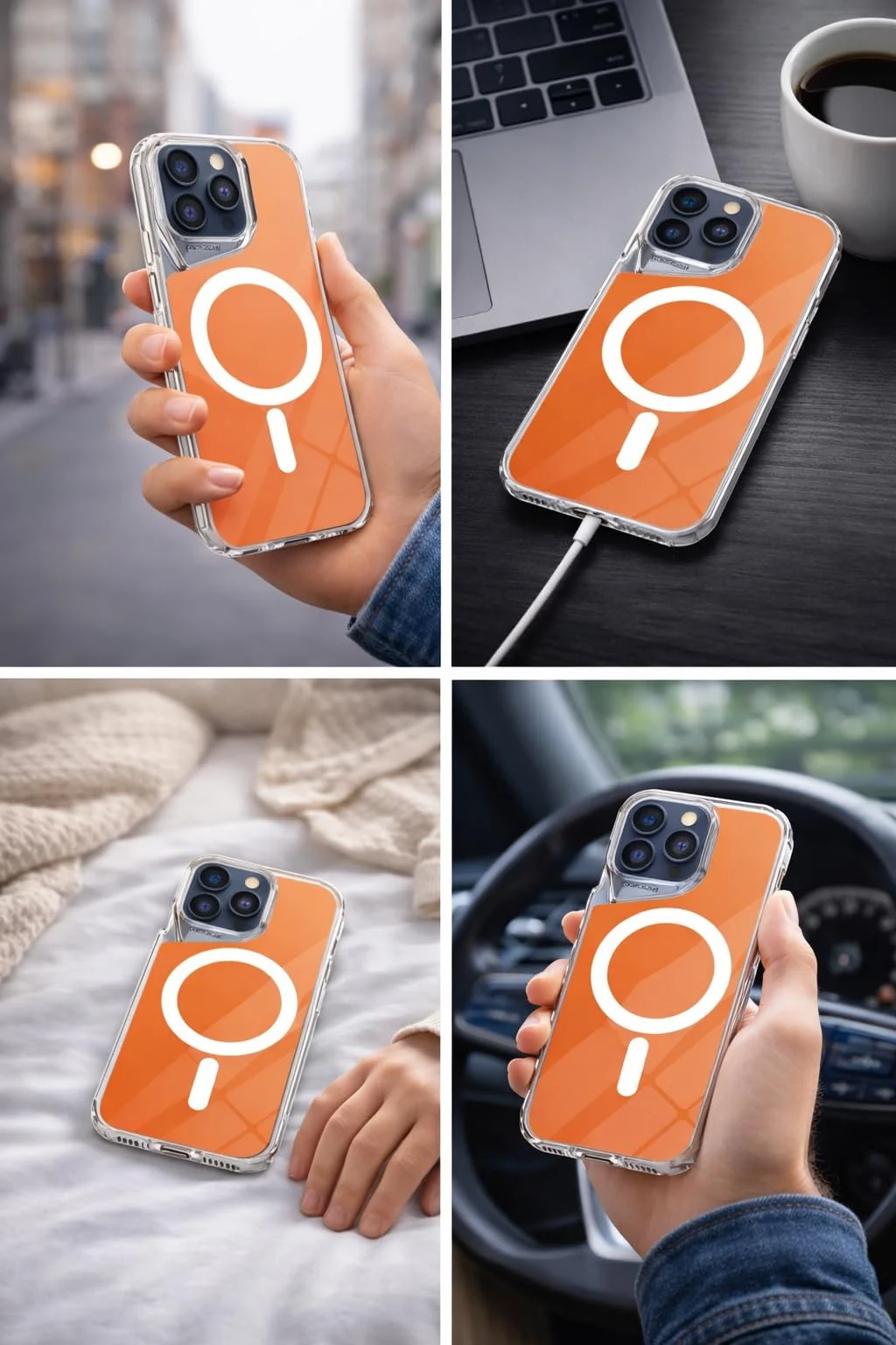 DL3 Mobilak Clear TPU Case for Samsung Galaxy S24 Ultra, Compatible with MagSafe accessories, Camera protection, Shock-absorbing protection - Orange