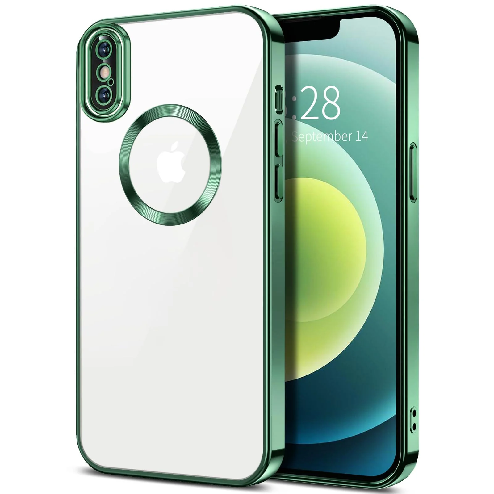 DL3 Mobilak Plated-Edge Protective Case for iPhone XS Max with Built-in, Supports wireless charging, Camera protection, Scratch-resistant surface - Green