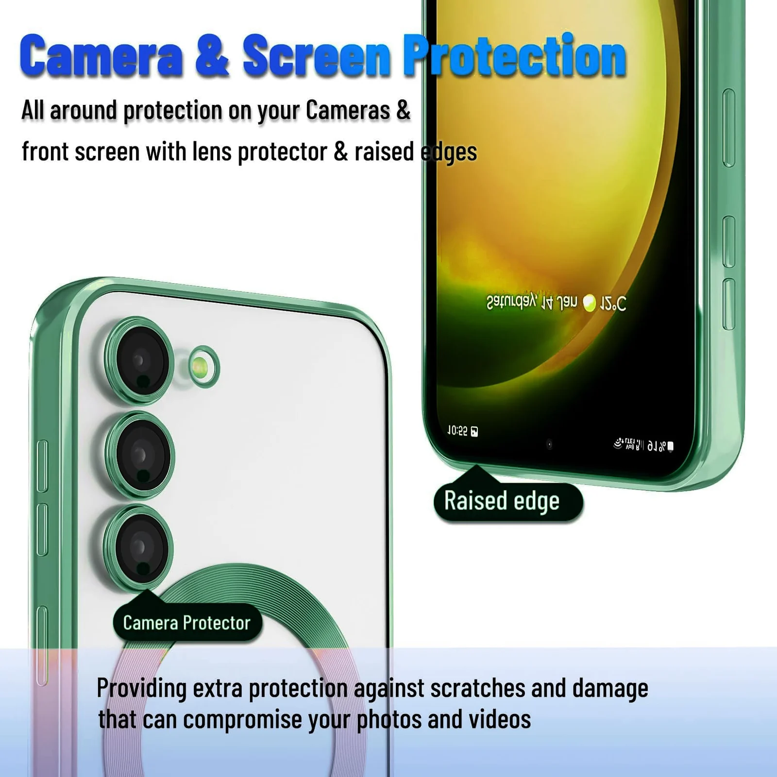 DL3 Mobilak Clear TPU Case with Electroplated Edges for Samsung Galaxy S23 with Camera Protection - Green