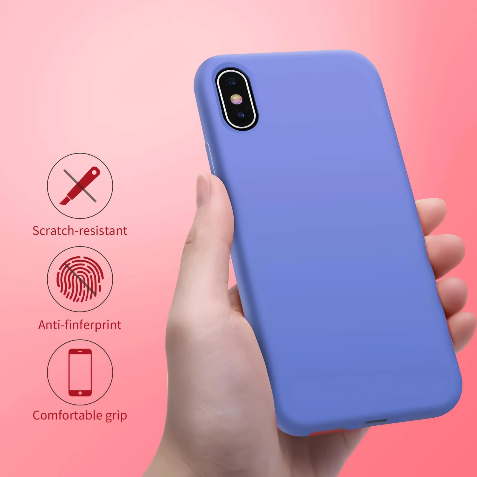 DL3 Mobilak Compatible with iPhone XS Max Case, Liquid Silicone Case, Full Body Protective Cover, Shockproof, Slim Phone Case, Anti-Scratch Soft Microfiber Lining - Light Blue 2