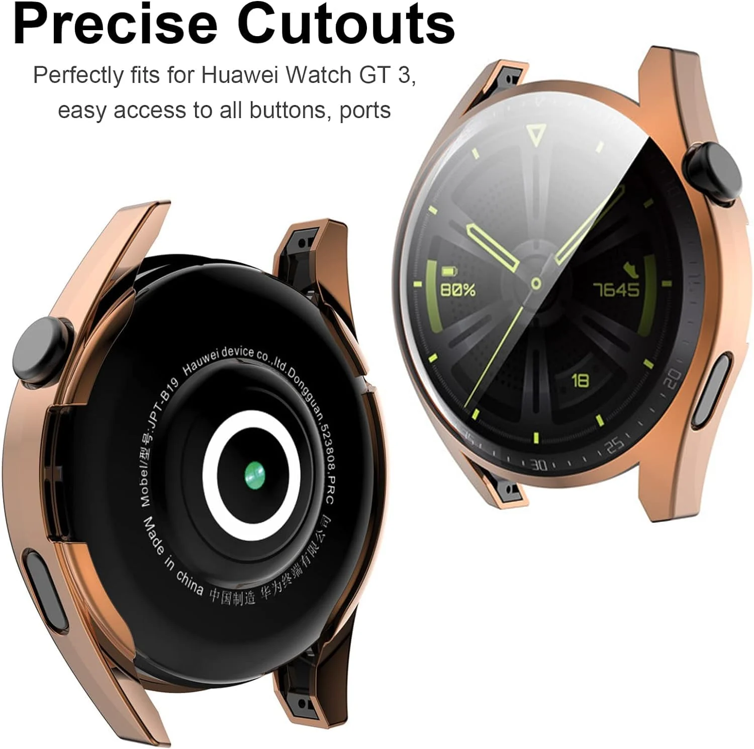DL3 Mobilak Case Compatible with Huawei Watch GT3 46mm Case All-Around Screen Protector Watch Soft TPU Shockproof Cover Slim Guard Thin Bumper Shell Protector - Rose Gold